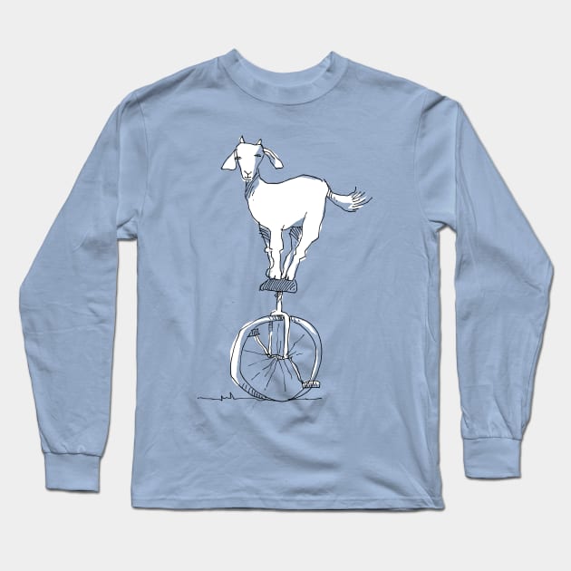 Goat on a unicycle Long Sleeve T-Shirt by vectormutt